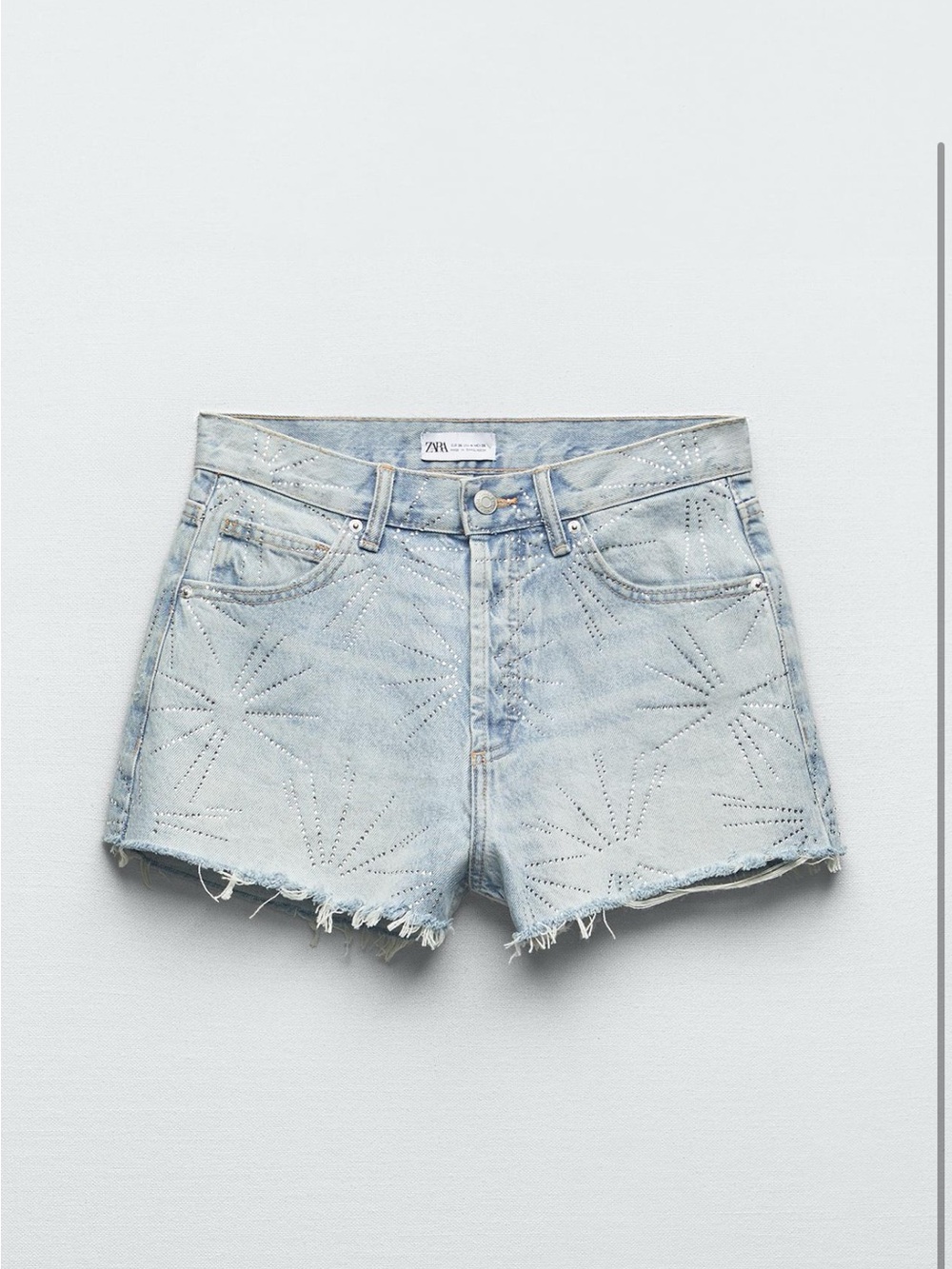 ZARA Light Blue Starburst Embroidered Denim Shorts